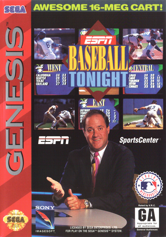 ESPN Baseball Tonight box art for Sega Genesis
